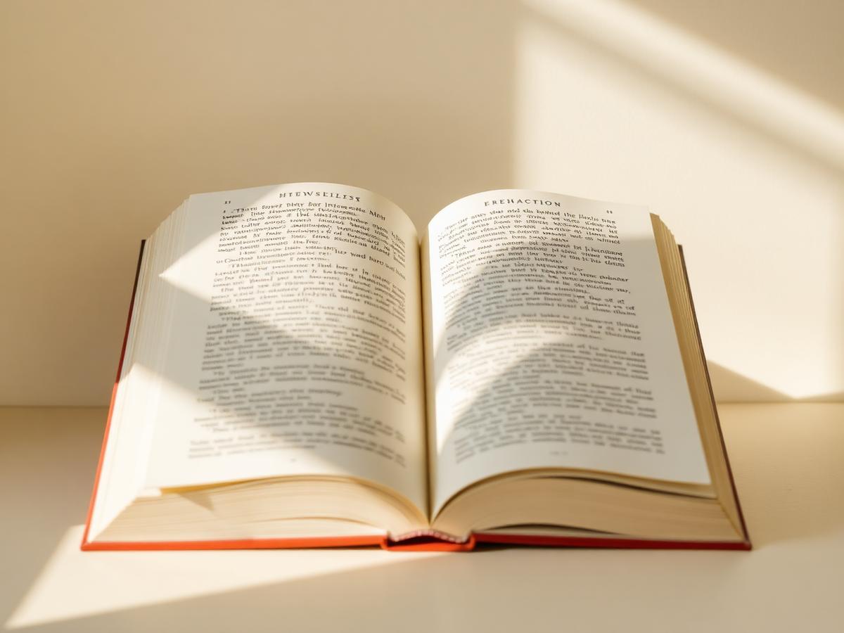 Livro aberto sob luz suave, símbolo do estudo
